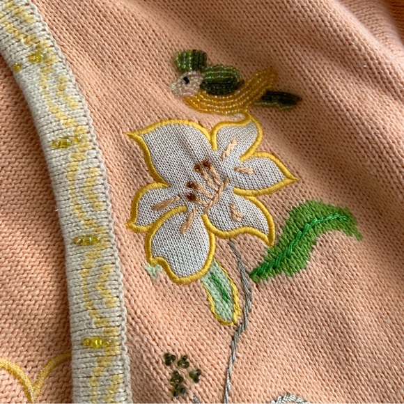 Vintage Morning Song Crewneck Yellow Cardigan Sweater SZ L - Picture 3 of 14